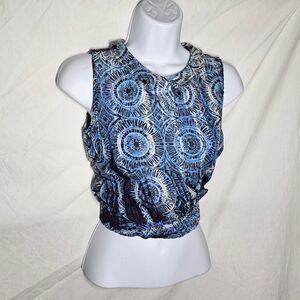 Vintage y2k Blue spiral indie beachy siren blouse